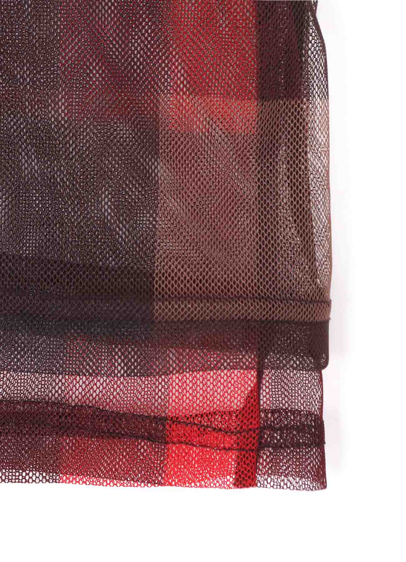 DOUBLE LAYER PLAID PRINT TULLE OVER SIZED T