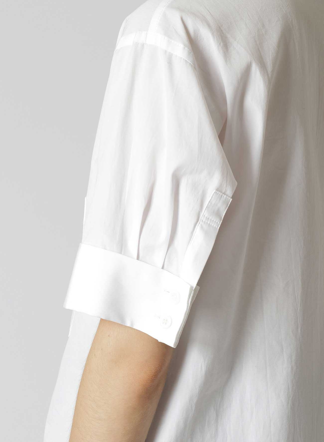 COTTON BROAD SHORT SLEEVES CUFFS BLOUSE
