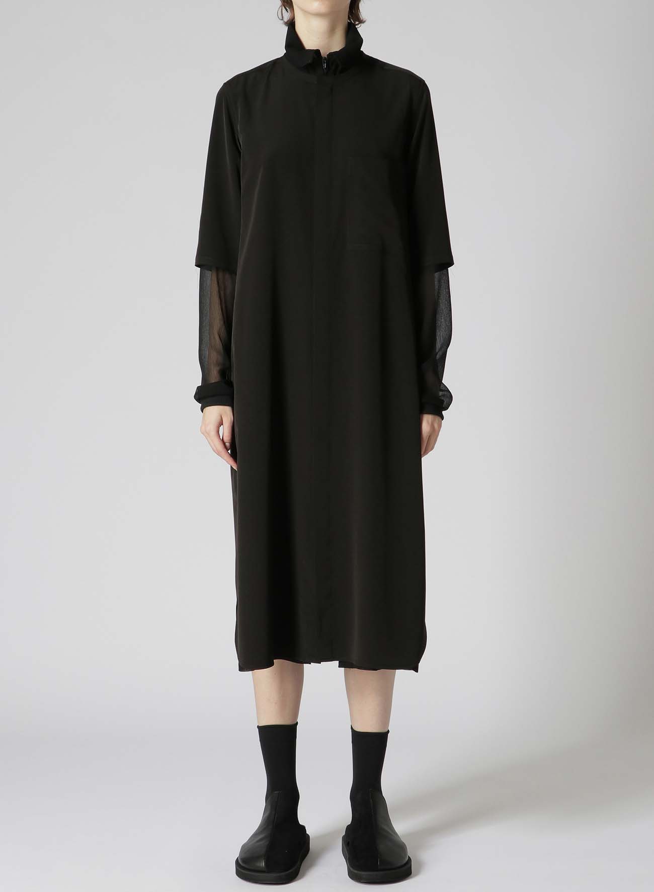TRIACETATE POLYESTER DOUBLE LAYERED LONG SHIRT