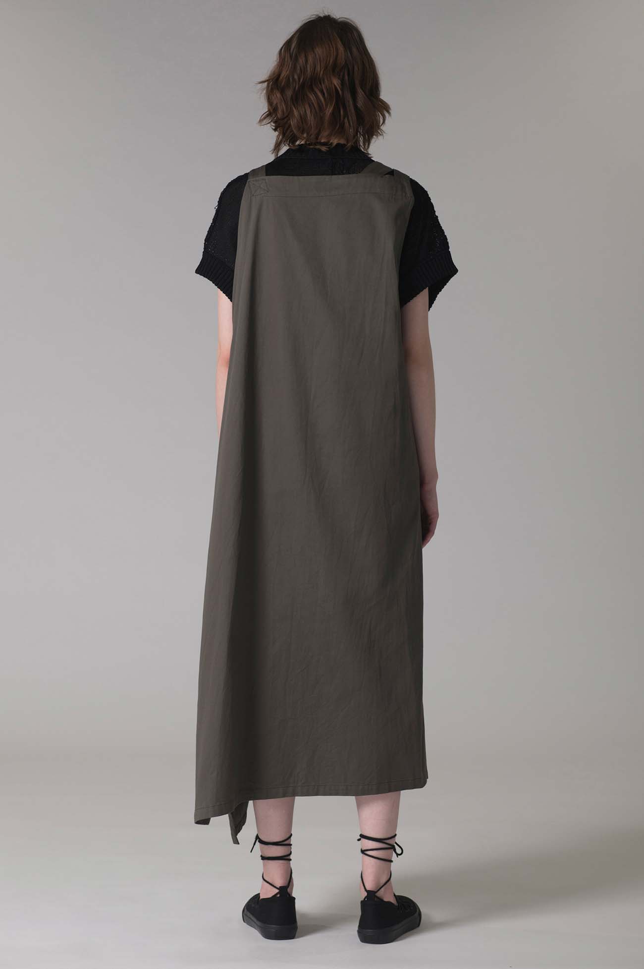 [Y's BORN PRODUCT]COTTON TWILL SHOULDER STRAP STRAIGHT DRESS