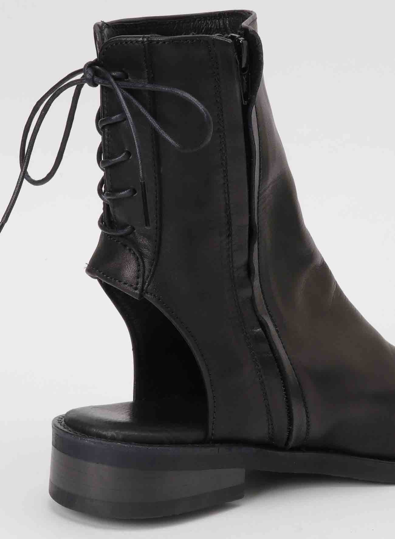 SOFT SMOOTH LEATHER OPEN TOE ONE HEEL BOOTS