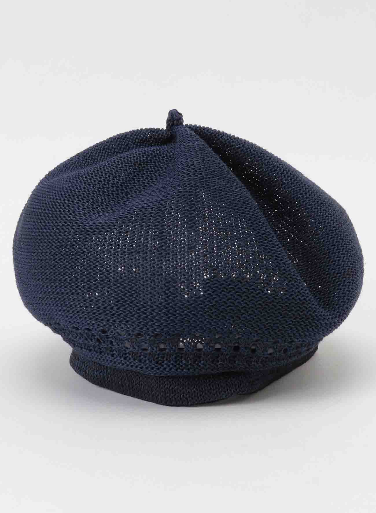 COTTON OPEN WORK KNITTED BERET