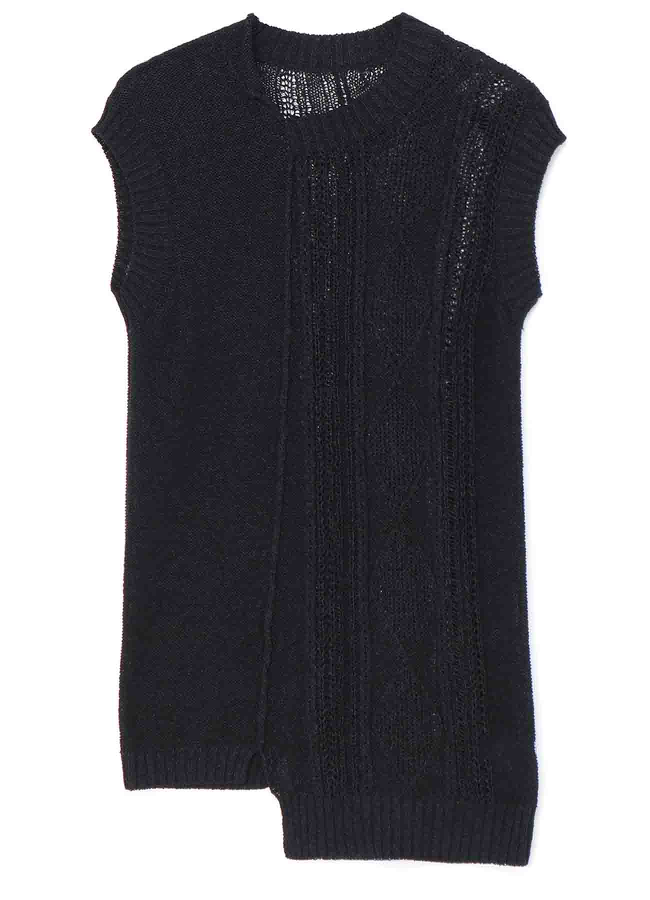 PLAIN STITCH BACK SIDE x CABLE SLEEVELESS PULLOVER
