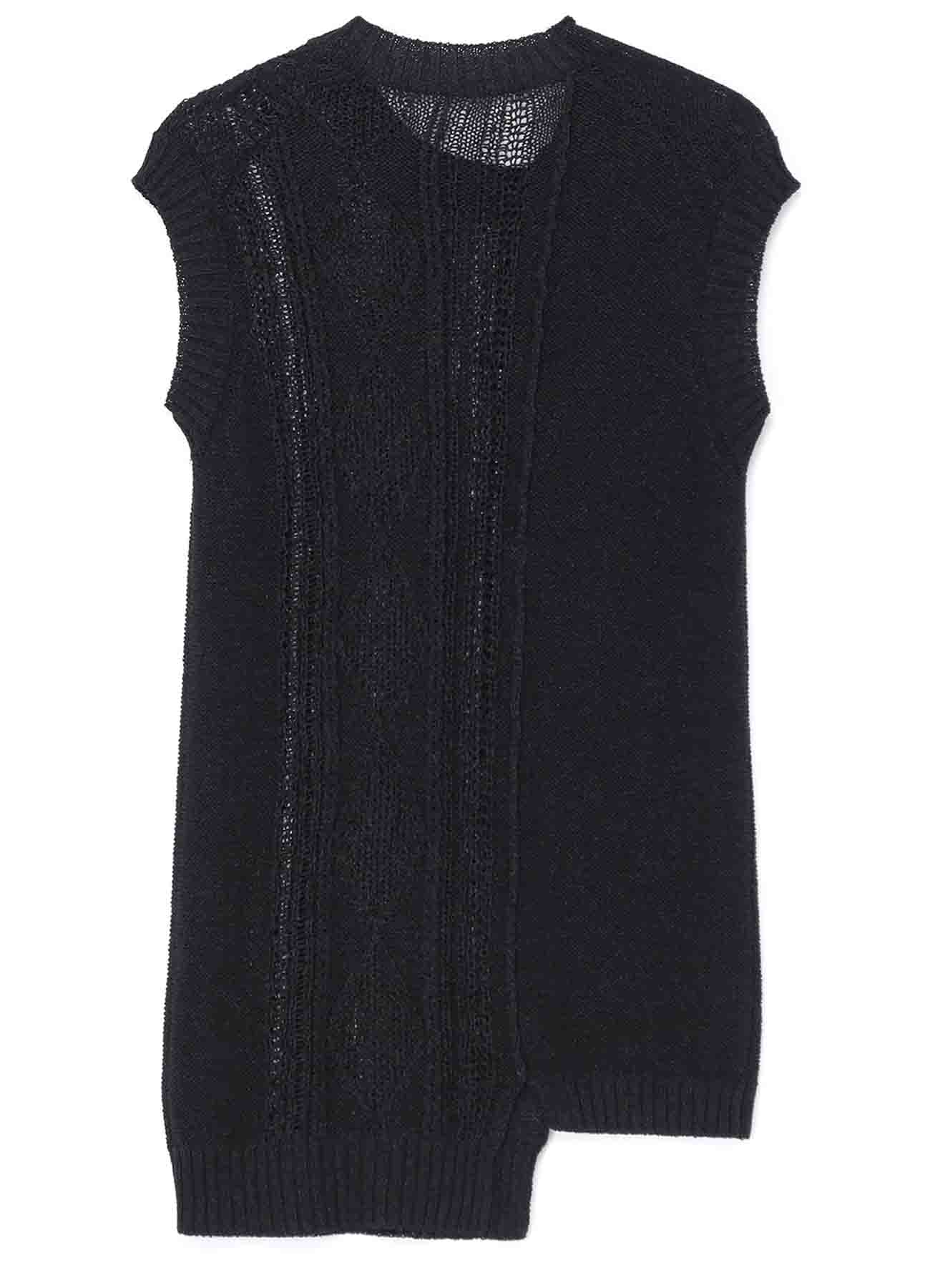 PLAIN STITCH BACK SIDE x CABLE SLEEVELESS PULLOVER