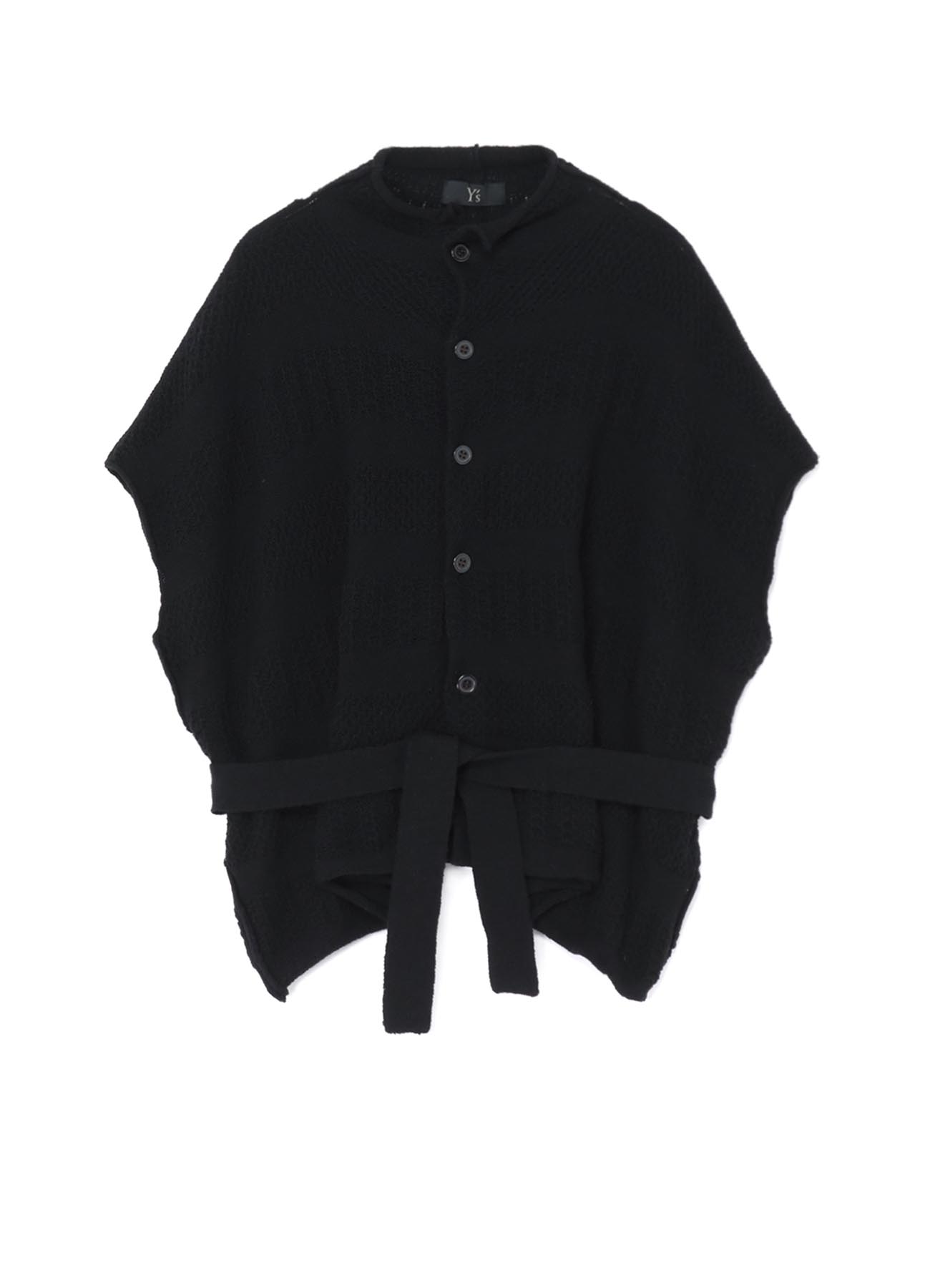 COTTON TUCK BORDER BELTED CARDIGAN
