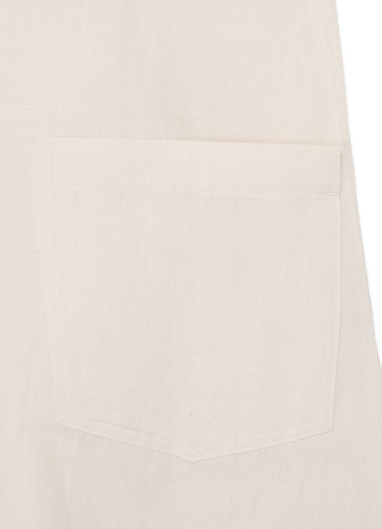 LINEN/COTTON ASYMMETRIC DRAWSTRING PANTS WITH PARTIAL PINSTRIPE PATTERN