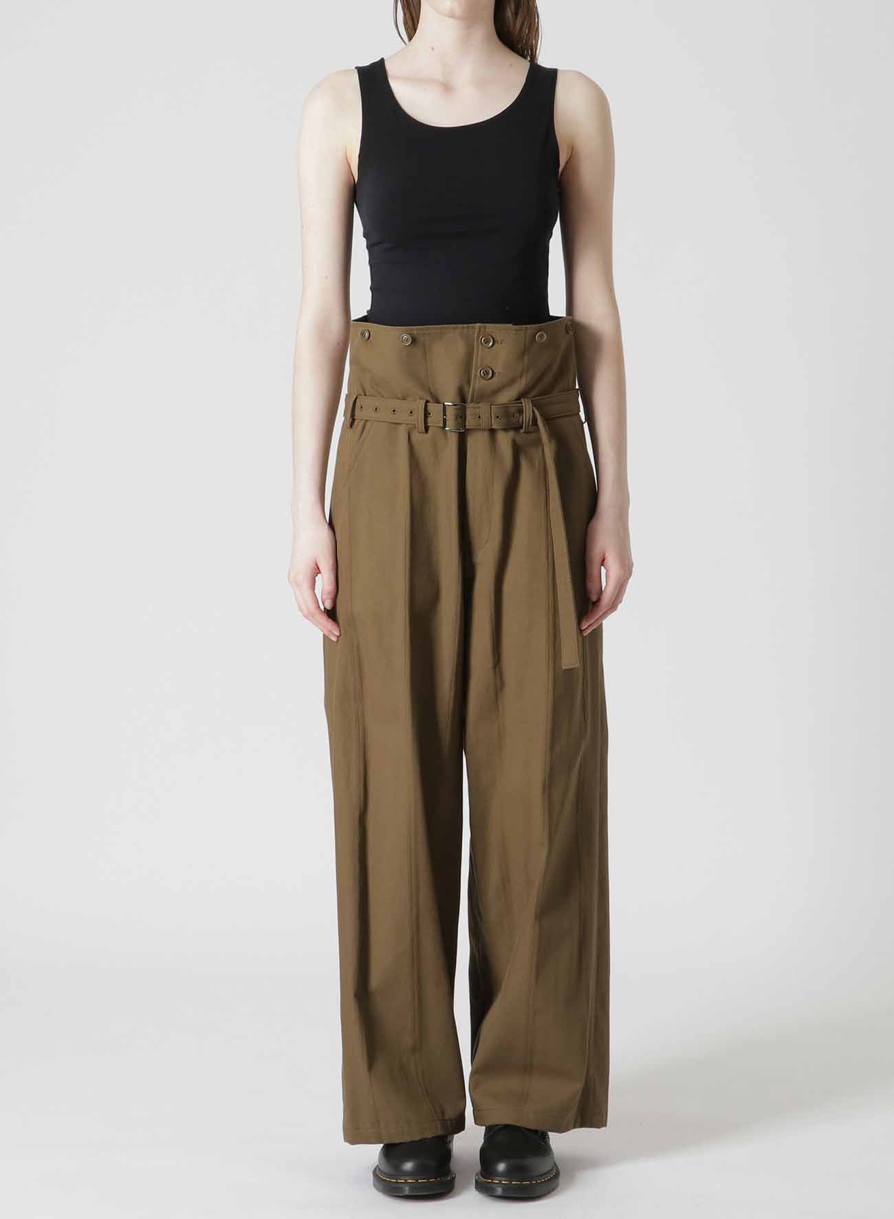 MULTI STRIPED DOBBY CHINO BELTED HIGH WAIST PANTS