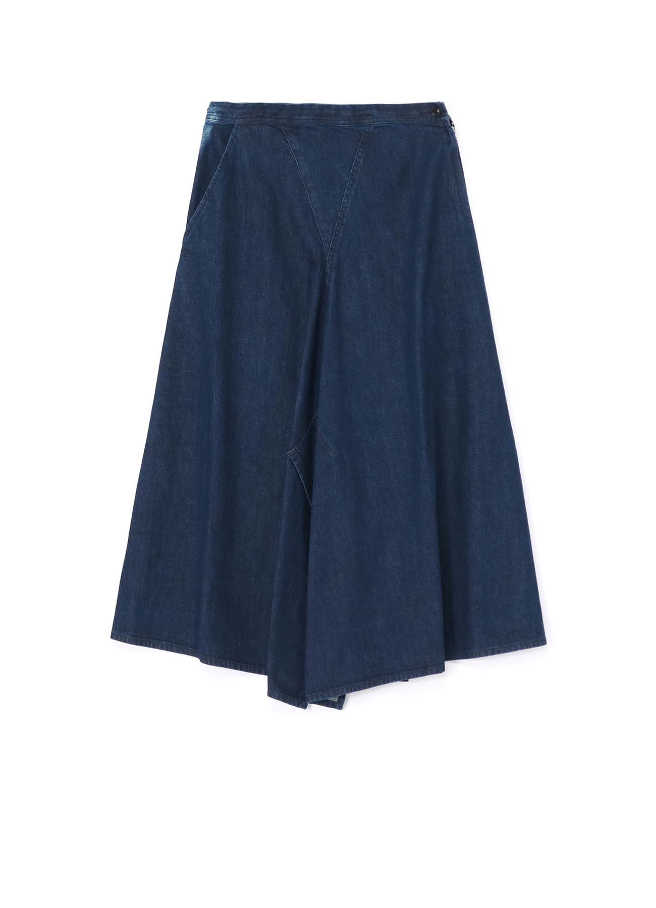 SPOTTED DENIM TRIANGLE GUSSET FLARE SKIRT PANTS