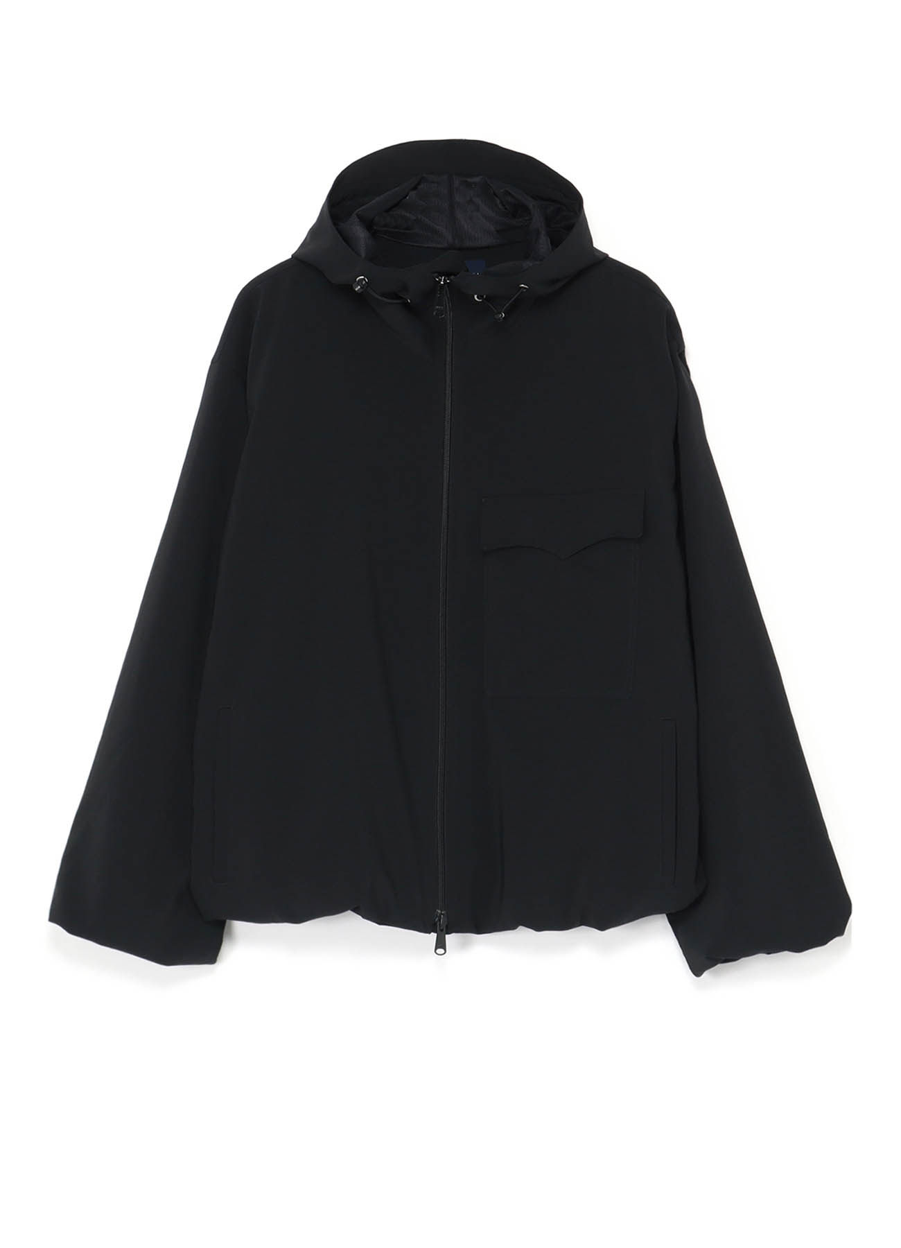 HARD-TWISTED POLYESTER NATURAL STRETCH HOODED BLOUSON